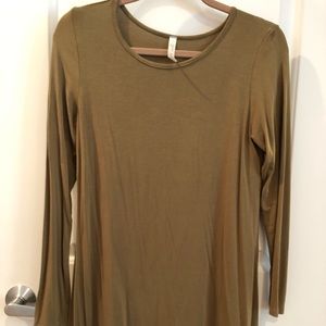Olive Green Long-sleeved Tunic Dress
